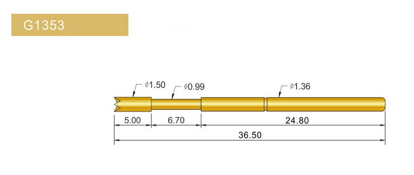 G1353-Q探針、四爪頭探針、1.36mm測試針、總長36.5mm、彈簧針圖片、測試針圖片、頂針圖片、探針圖片