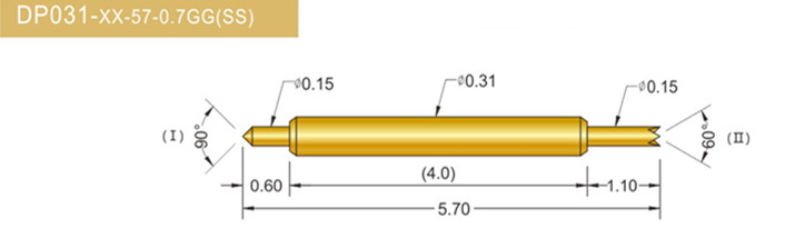 031雙頭探針、BGA雙頭測試針、雙向彈簧探針、帶彈簧雙頭針、雙頭針圖片