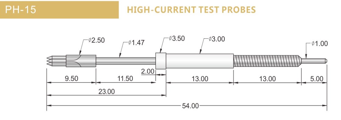 PH-15測試探針尺寸，華榮華探針選型規格